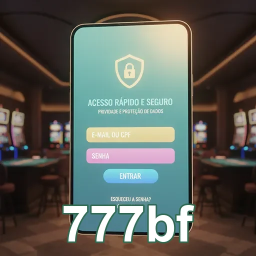 Tela de login do aplicativo 777bf com acesso seguro.