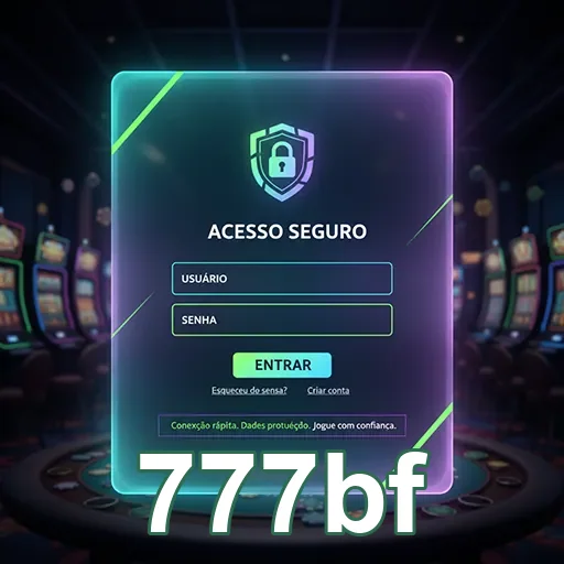Tela de login segura da 777bf para acesso ao cassino mobile.