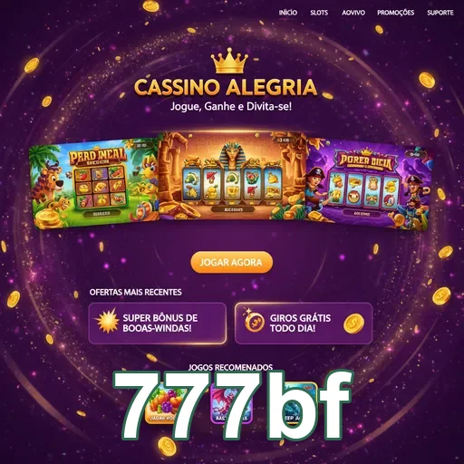 Interface do aplicativo 777bf destacando slots populares.