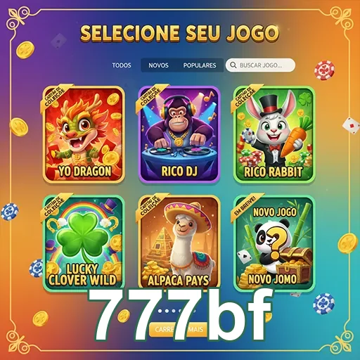 Interface da 777bf mostrando slots vibrantes e ao vivo.