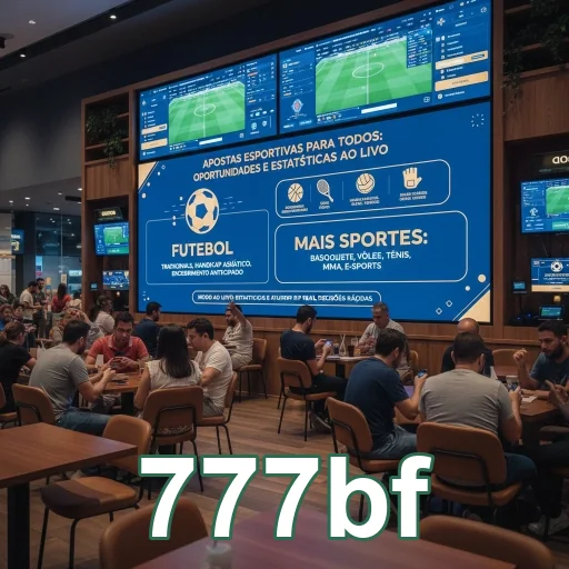 Ambiente de apostas ao vivo com telas na 777bf.