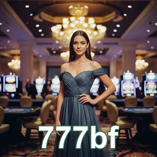 Jogadora elegante em cassino mostrando ofertas VIP no 777bf.