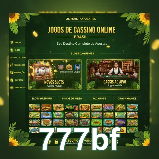 Interface do site 777bf com promoção de jogos de cassino online.