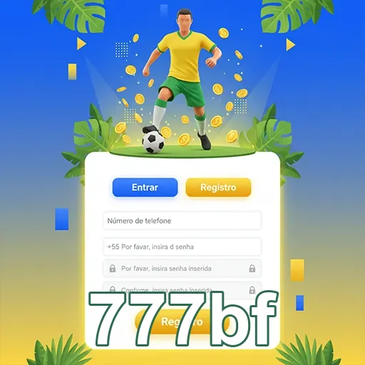 Imagem do 777bf com jogador de futebol e formulário de registro.