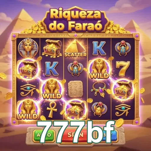 Interface de jogo do slot 'Riqueza do Faraó' no 777bf.