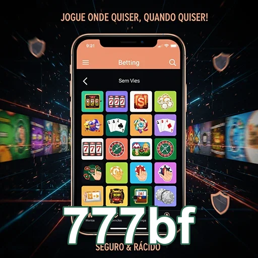 Imagem de smartphone mostrando a plataforma 777bf para jogadores VIP.