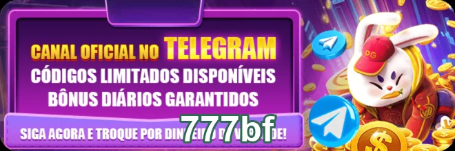 Banner do canal oficial no Telegram da 777bf com ofertas e bônus.