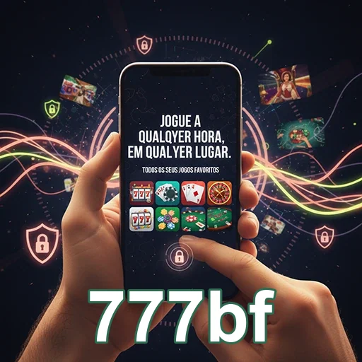 Jogador interagindo com o app da 777bf mostrando jogos.